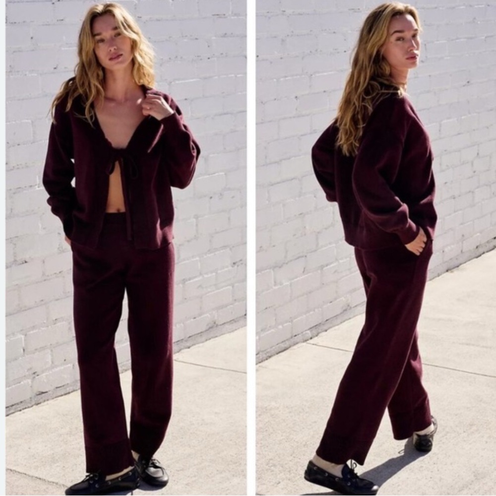 FREE PEOPLE Solar Sweater Set color Mulberry